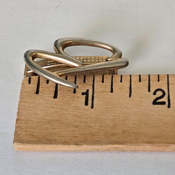 Vintage Swank Tie Clip Letter B Initials Monogram Metallic Retro MCM 1.5 inch - Picture 4 of 7